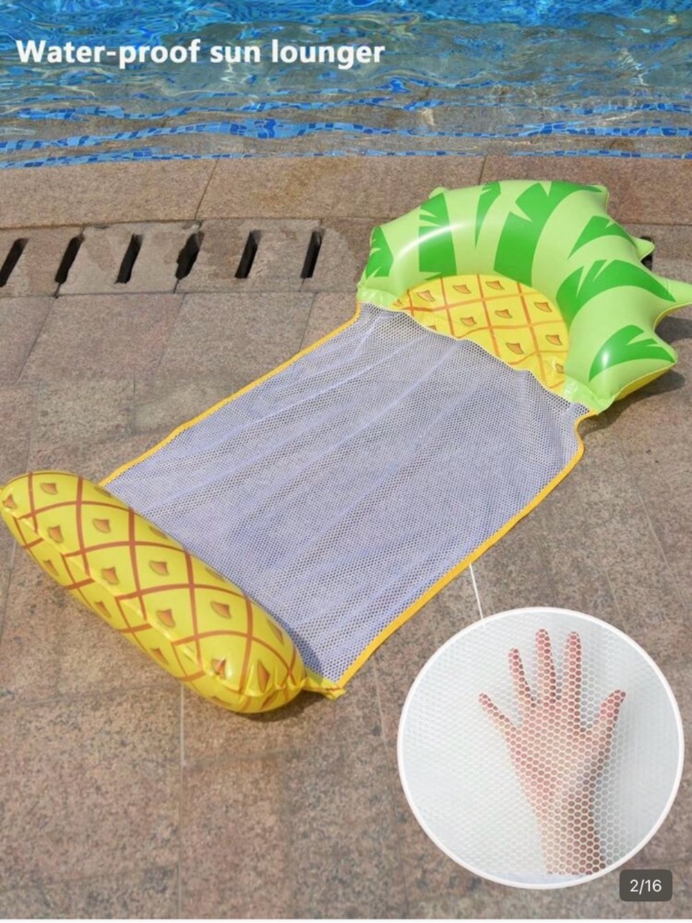 Kids Pineapple Inflatable Pool Lounger - Yellow & Green